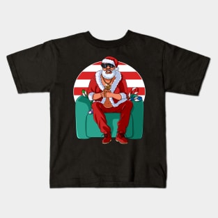 Black Santa Claus Gangster Christmas Kids T-Shirt